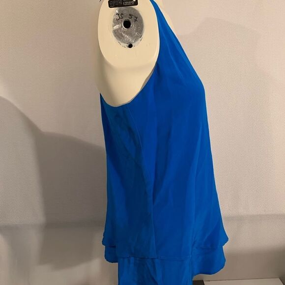 Lavendar Brown Womens Tank Top Blue Silk V Neck Racerback Size Small - Picture 7 of 13